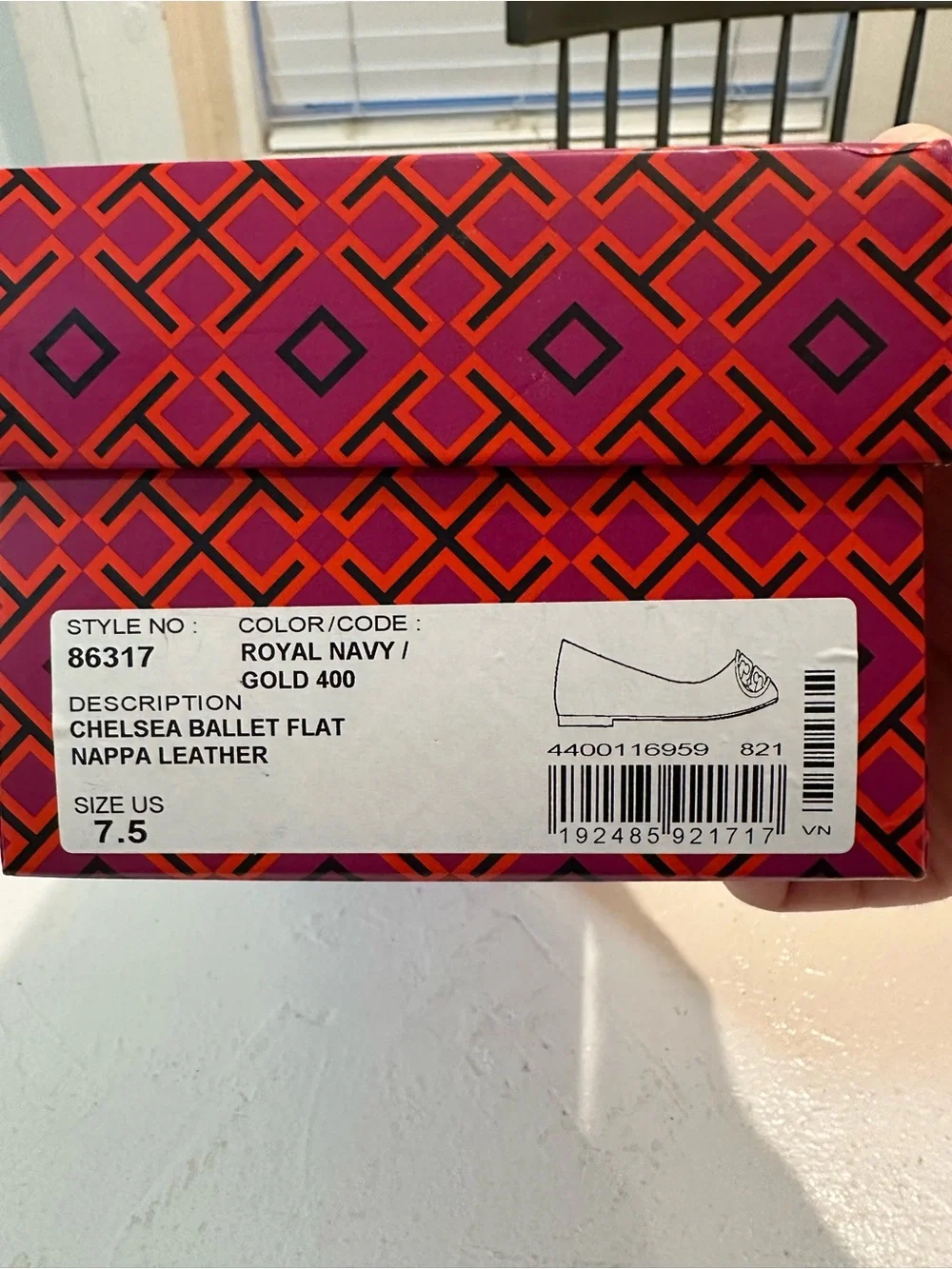 Tory Burch Chelsea Ballet Flat in Royal Navy with Gold Logo Medallion